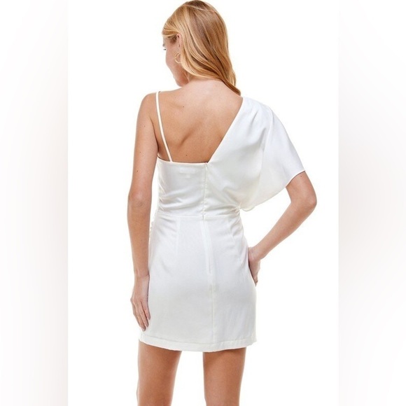 TCEC | White One Shoulder Dress Large Bachelorette Party Cocktail Event New Year - Picture 2 of 9